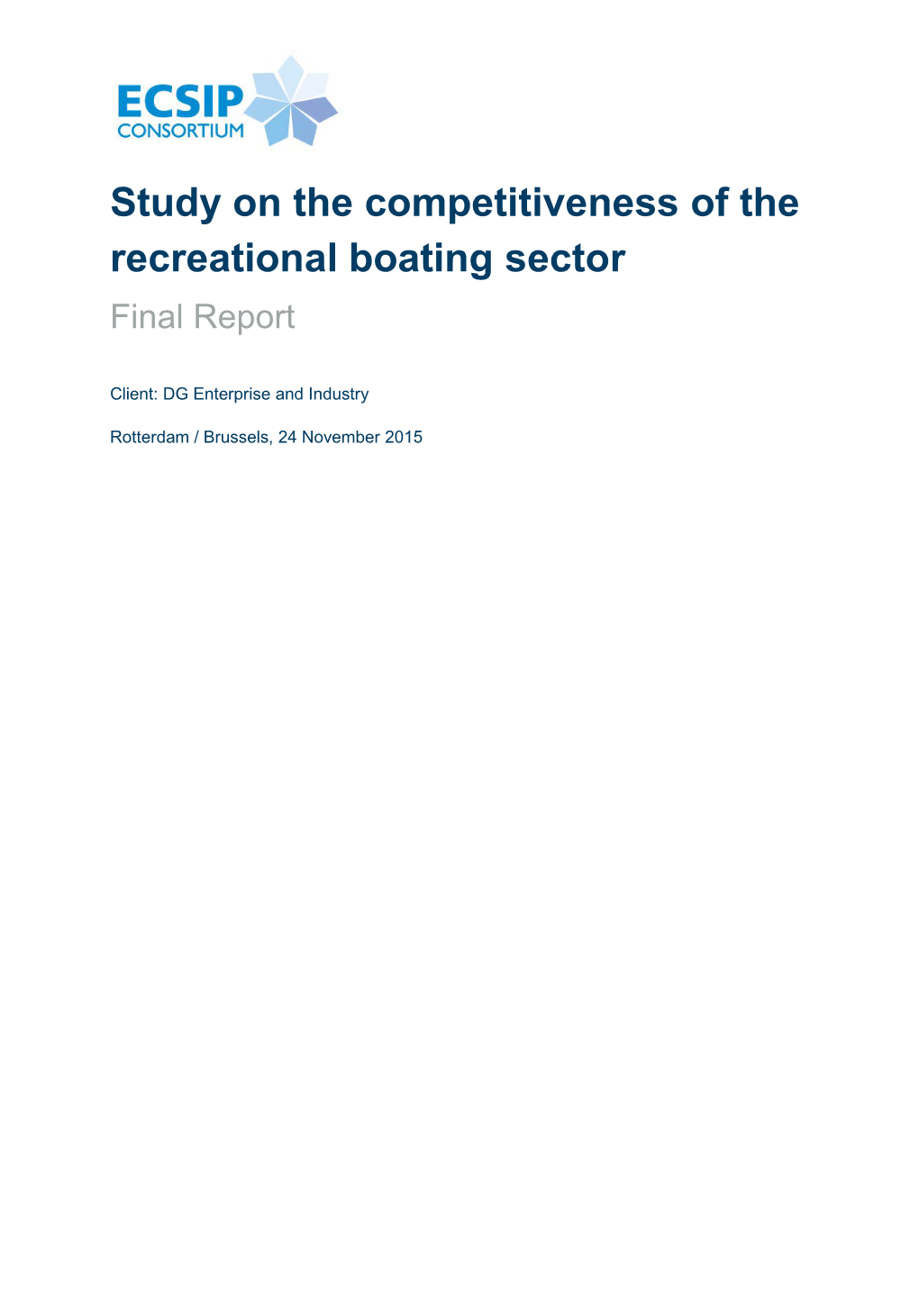 Study on the Competitiveness of the Recreational Boating Sector Final Report