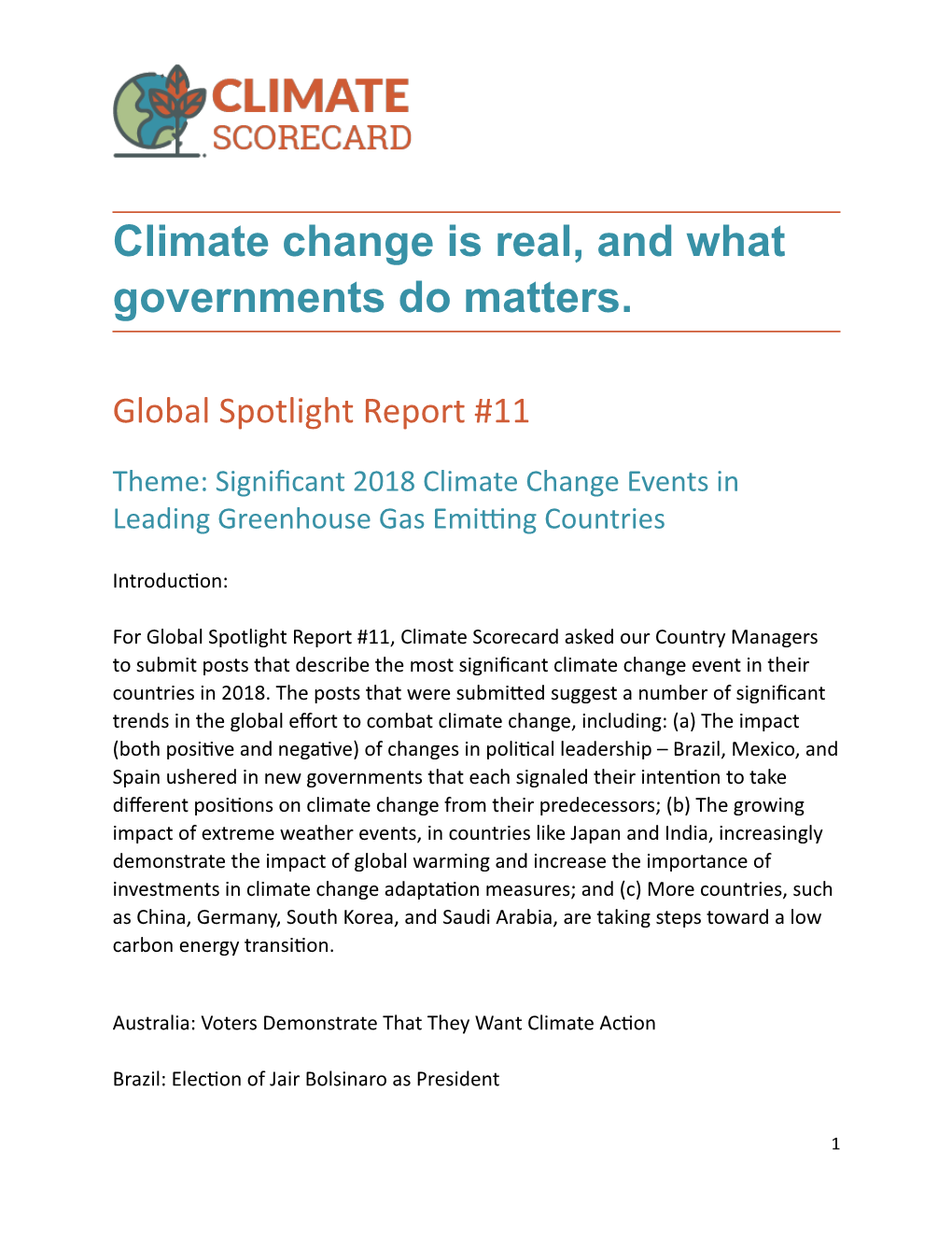 Climate Scorecard Global Spotlight 11