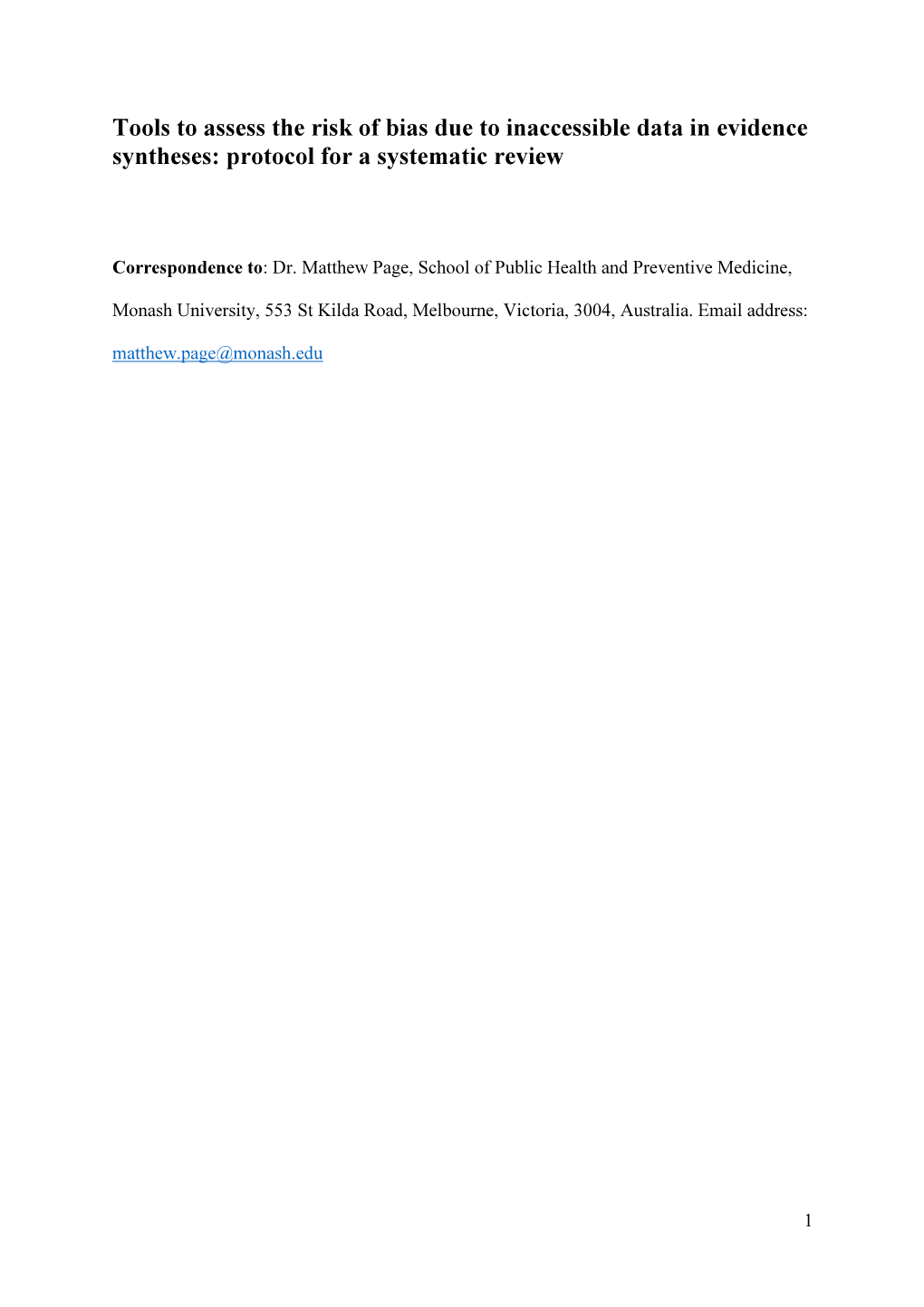 Tools to Assess the Risk of Bias Due to Inaccessible Data in Evidence Syntheses: Protocol for a Systematic Review