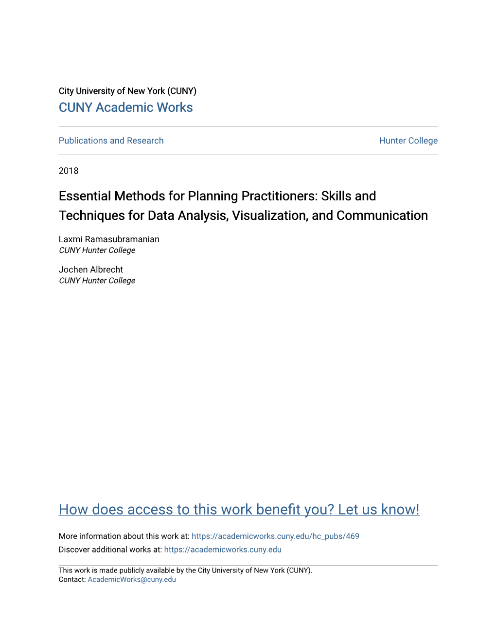 Essential Methods for Planning Practitioners: Skills and Techniques for Data Analysis, Visualization, and Communication