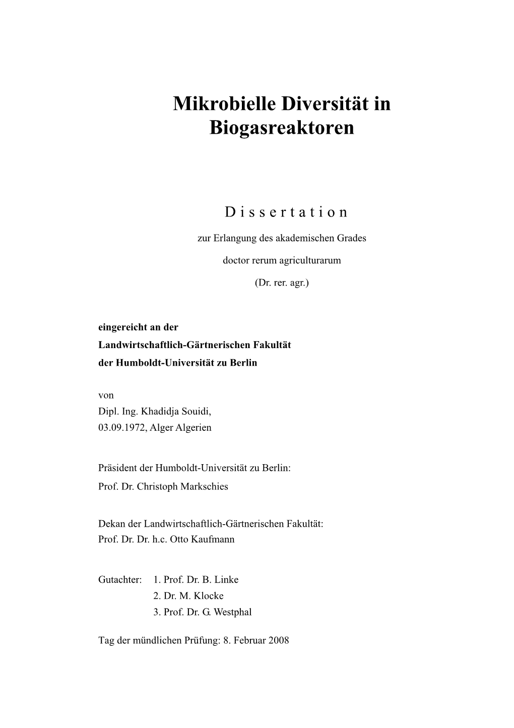 Mikrobielle Diversität in Biogasreaktoren