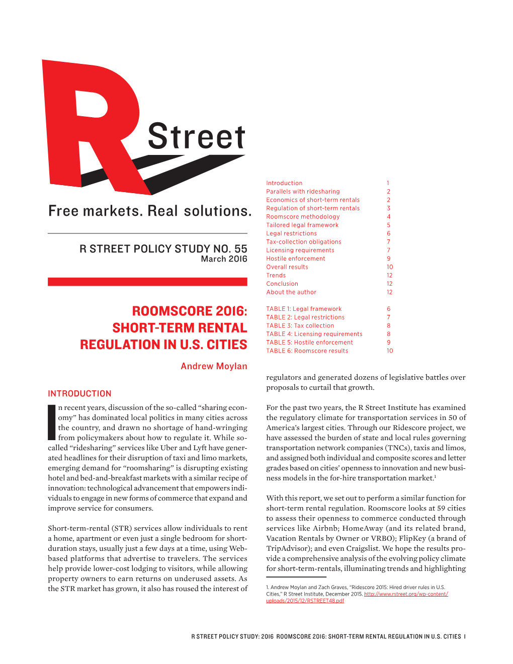 Roomscore 2016: Short-Term Rental Regulation in U.S