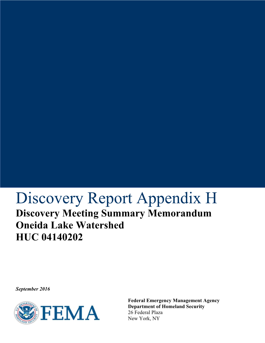 Discovery Report Appendix H Discovery Meeting Summary Memorandum Oneida Lake Watershed HUC 04140202