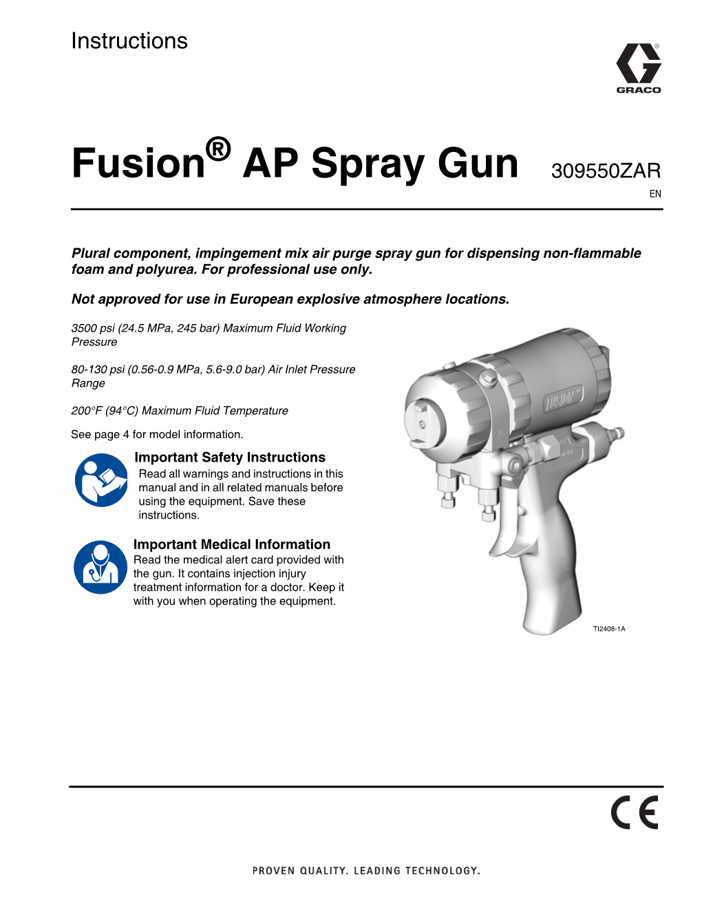 309550ZAR, Manual, Fusion AP Spray Gun, Instructions, English