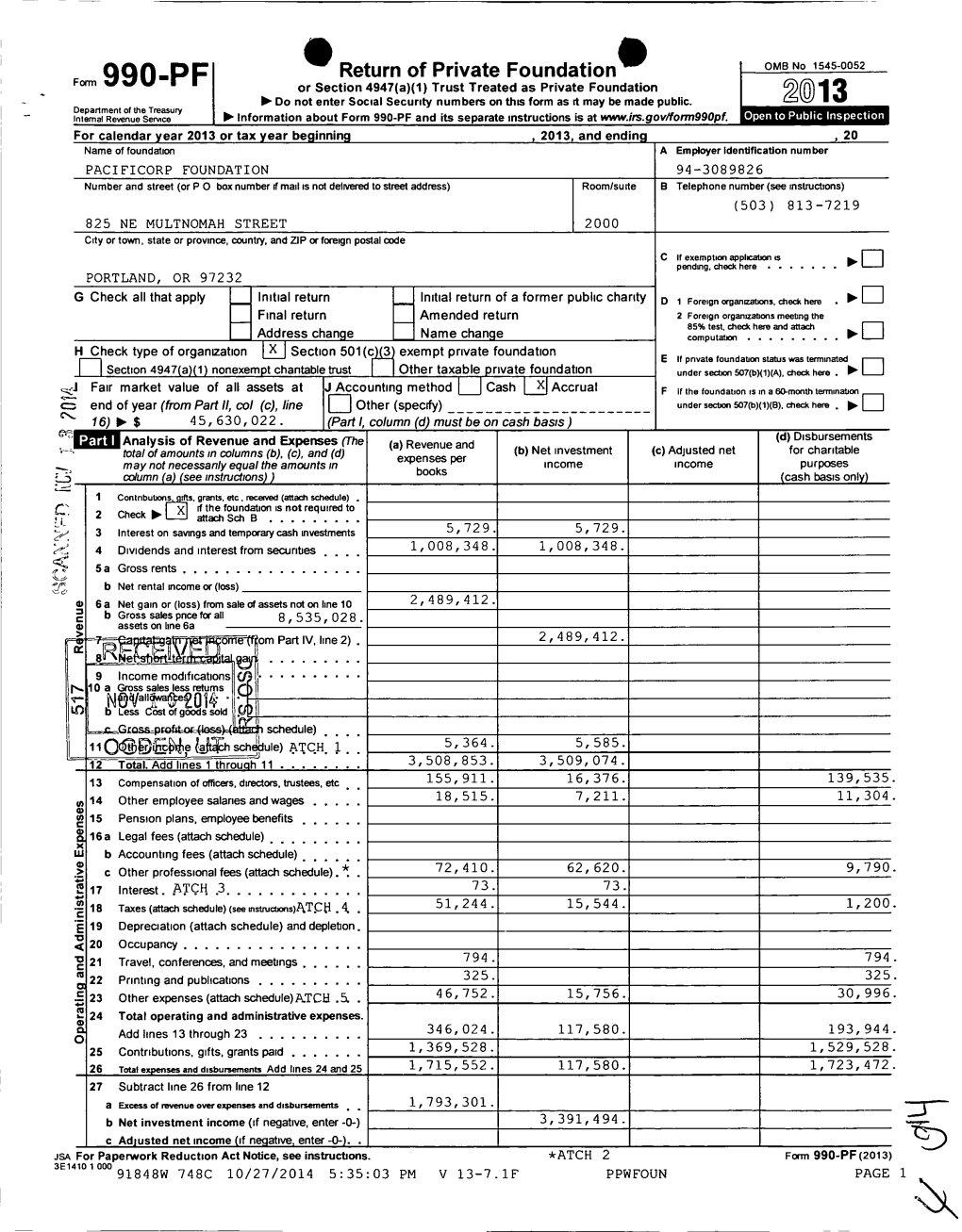 Form 990 PF 00013