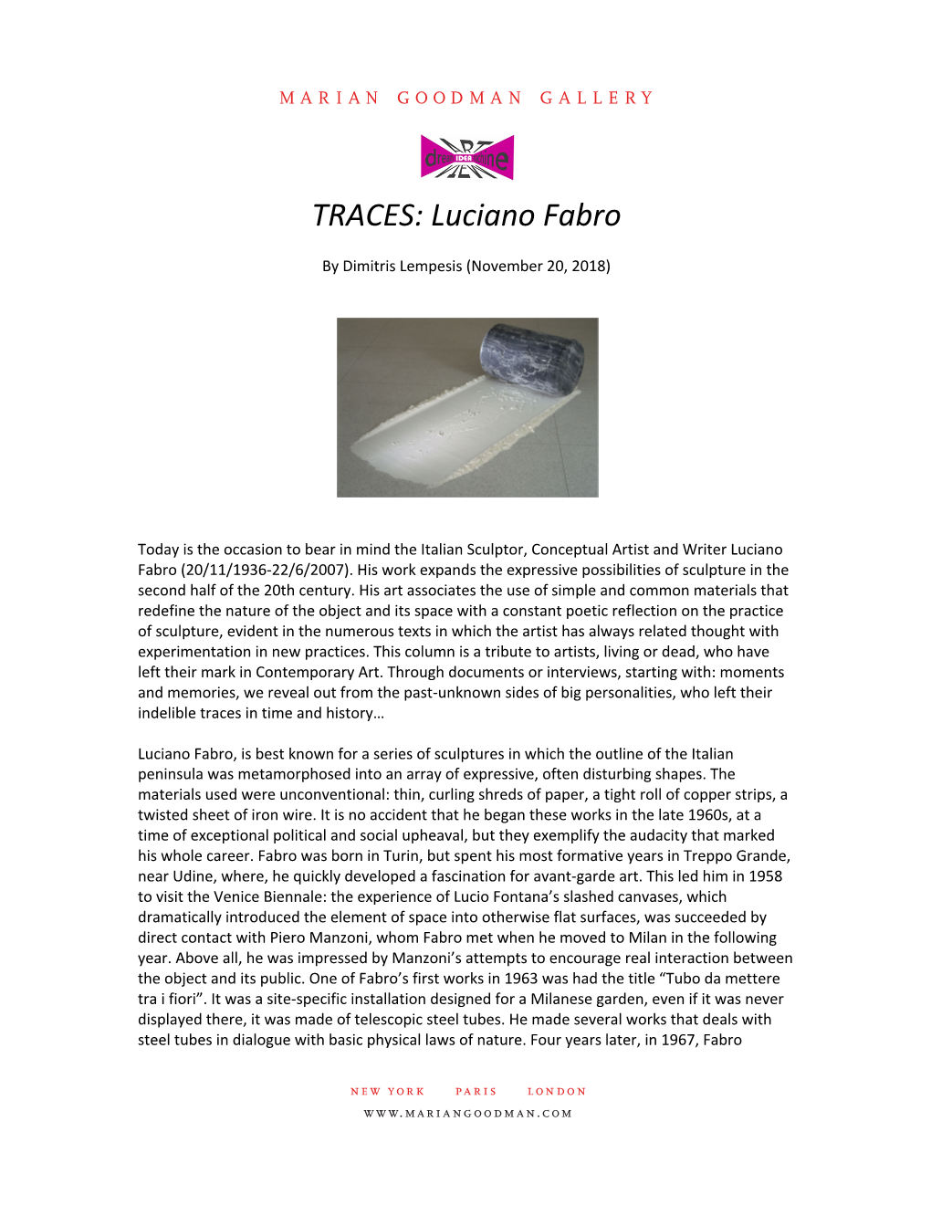 TRACES: Luciano Fabro