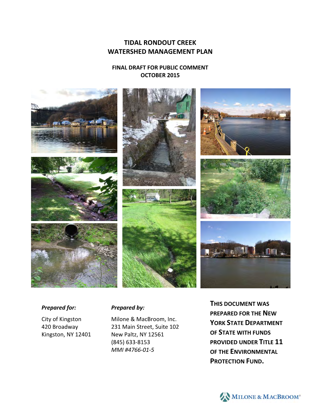 Tidal Rondout Creek Watershed Management Plan