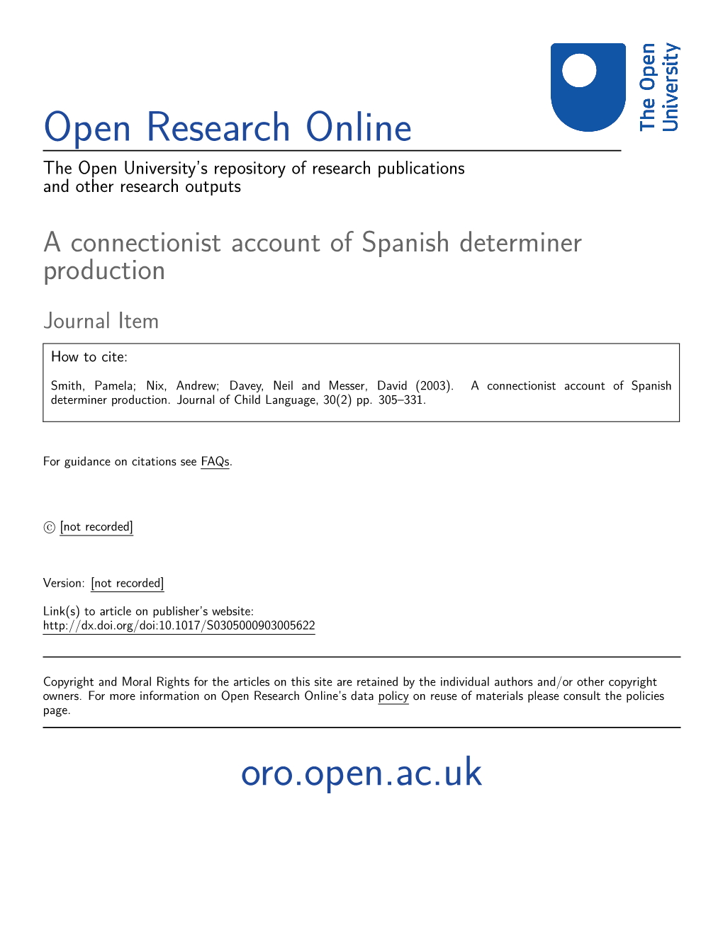 Open Research Online Oro.Open.Ac.Uk