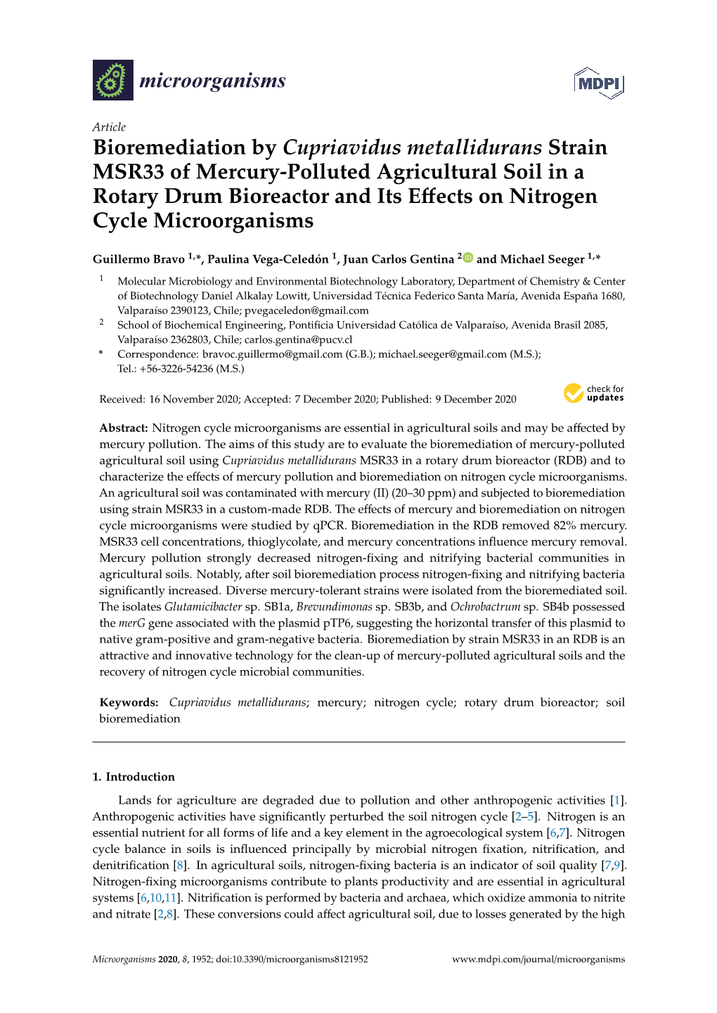 Bioremediation by Cupriavidus Metallidurans Strain MSR33 Of