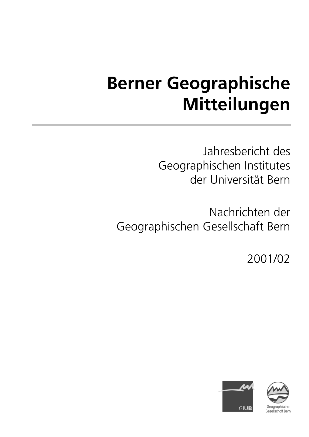Berner Geographische Mitteilungen
