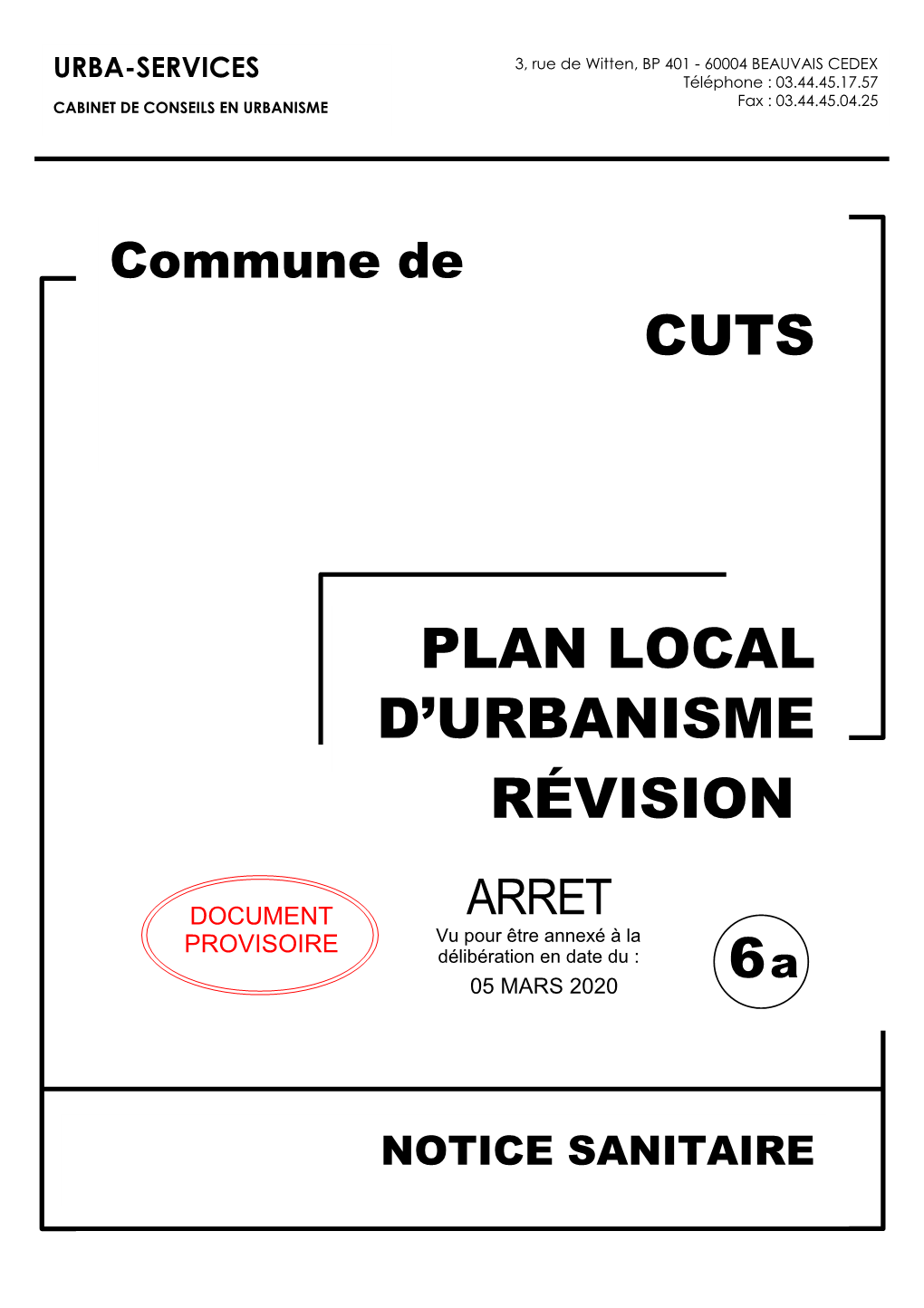 PLAN LOCAL D'urbanisme CUTS 6A RÉVISION