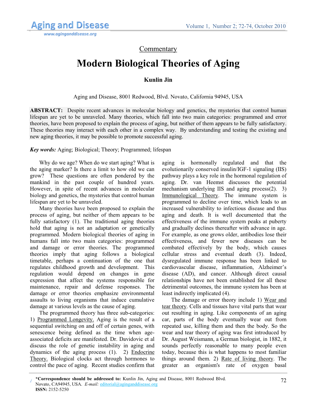 Bio Theories Aging I