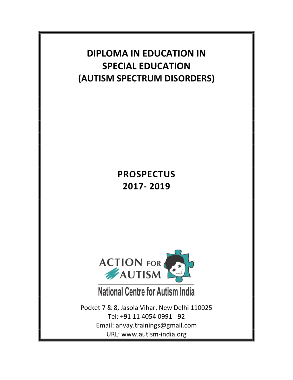 Diploma in Education in Special Education (Autism Spectrum Disorders)