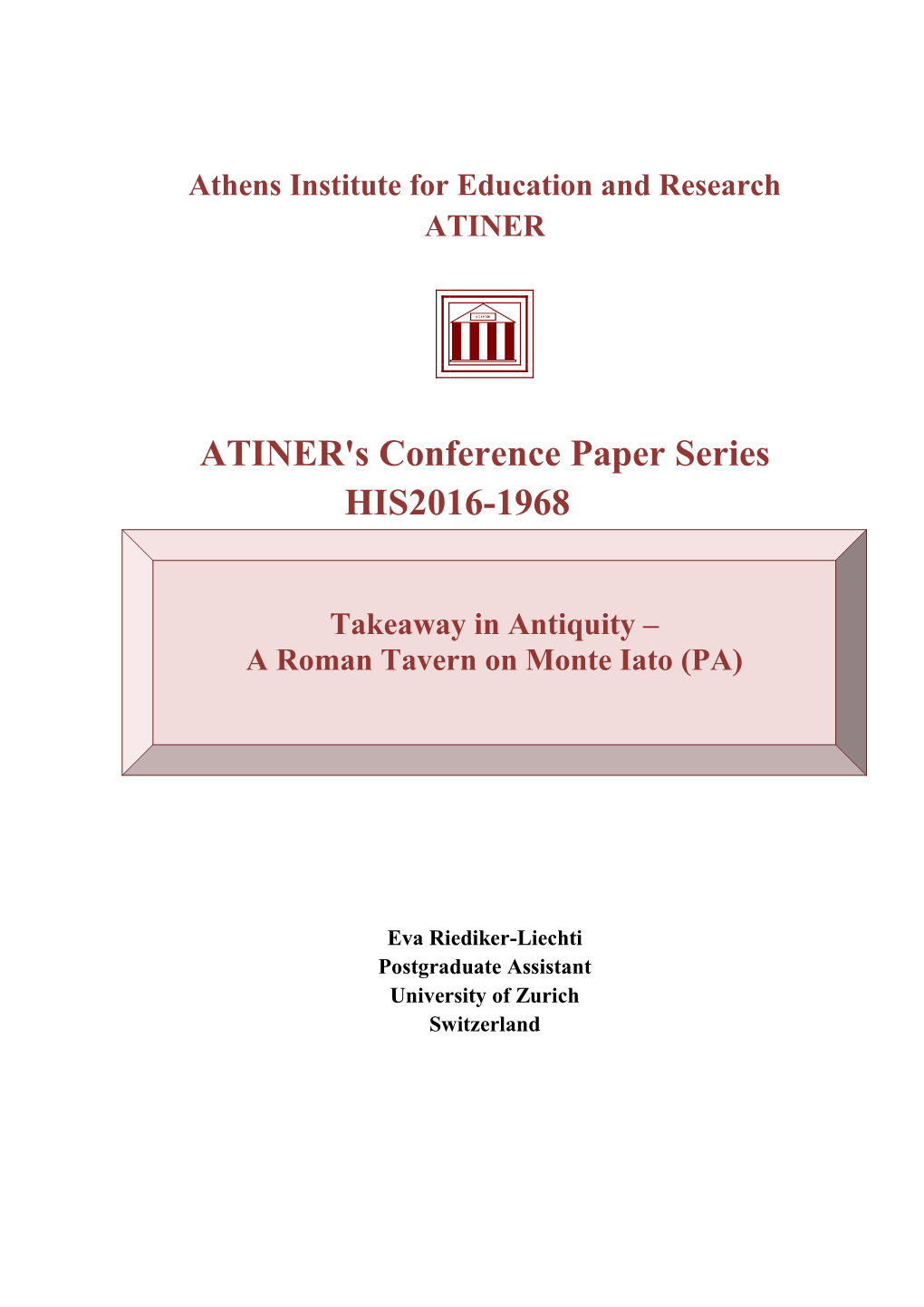 ATINER's Conference Paper Series HIS2016-1968