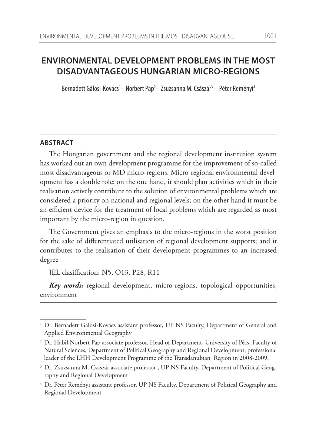 Environmental Development Problems in the Most Disadvantageous