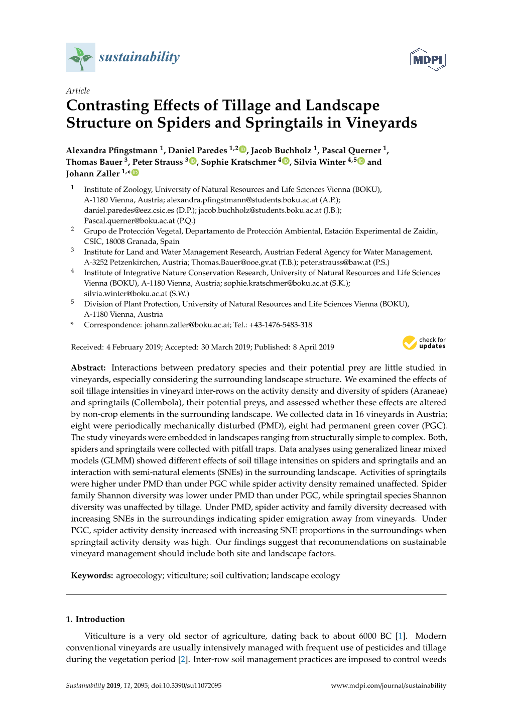 Contrasting Effects of Tillage and Landscape Structure on Spiders