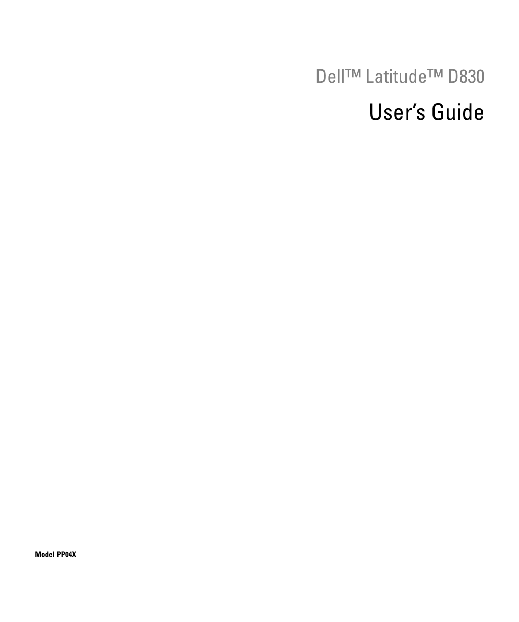 Latitude D830 User's Guide