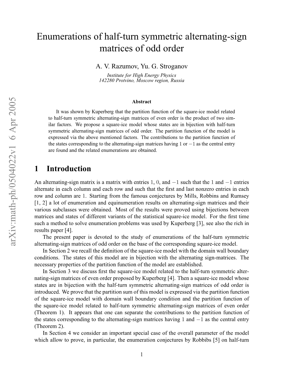 Enumerations of Half-Turn Symmetric Alternating-Sign Matrices of Odd Order