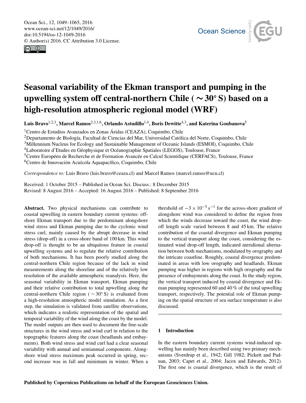 Seasonal Variability of the Ekman Transport and Pumping in The