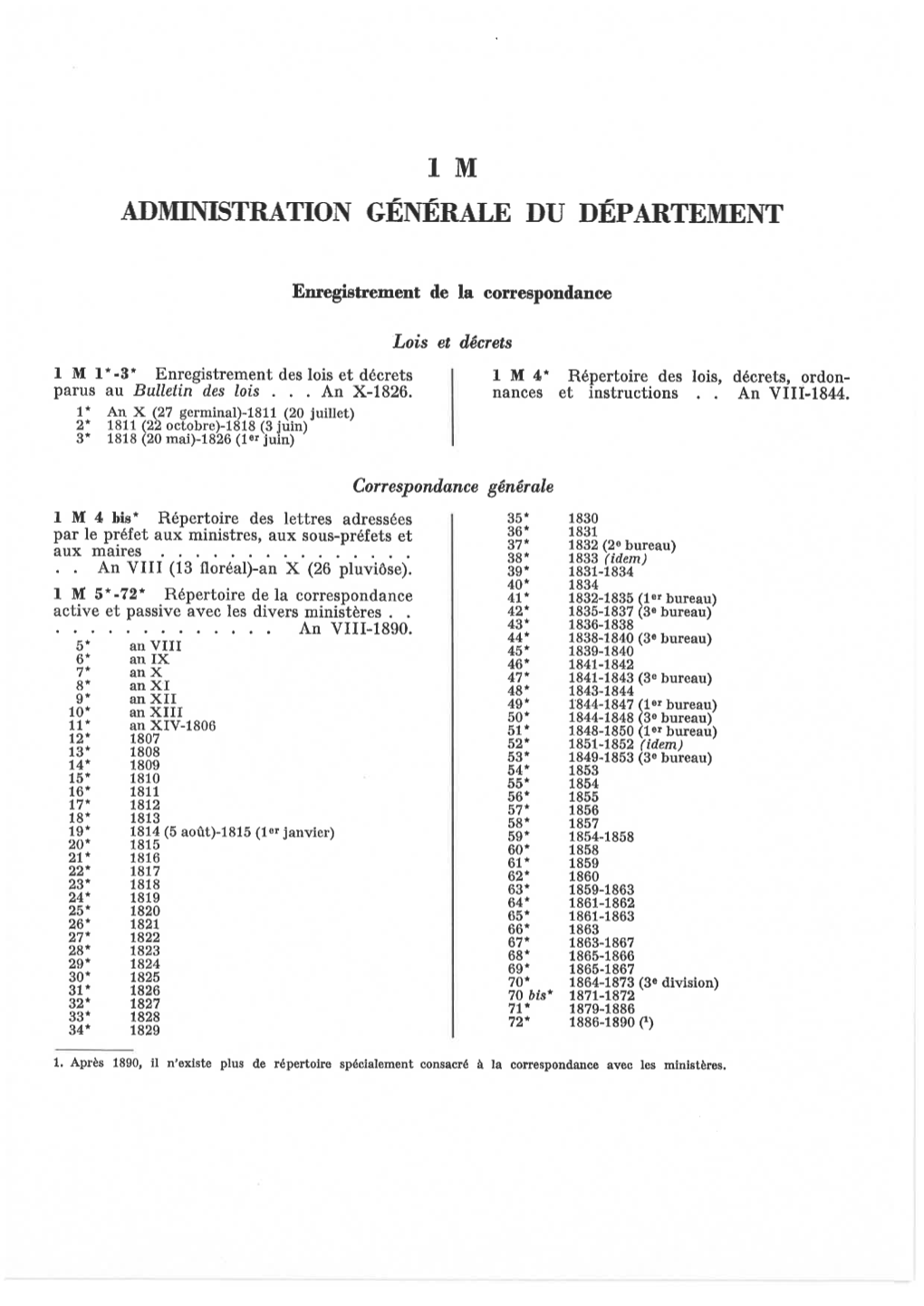 L M ADMINISTRATION GÉNÉRALE DU DÉPARTEMENT