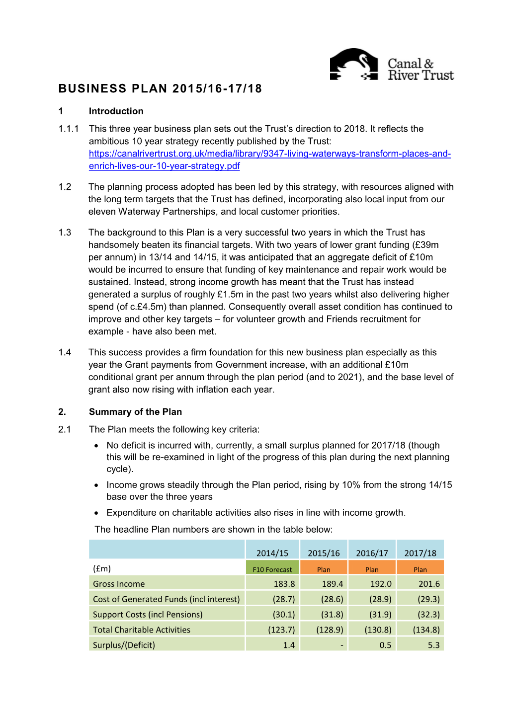 View the Three Year Business Plan