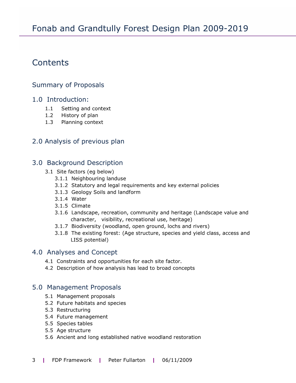 Fonab and Grandtully Forest Design Plan 2009-2019 Contents