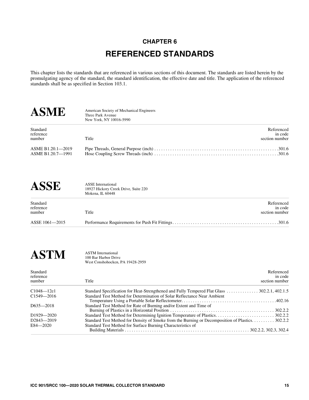 Referenced Standards