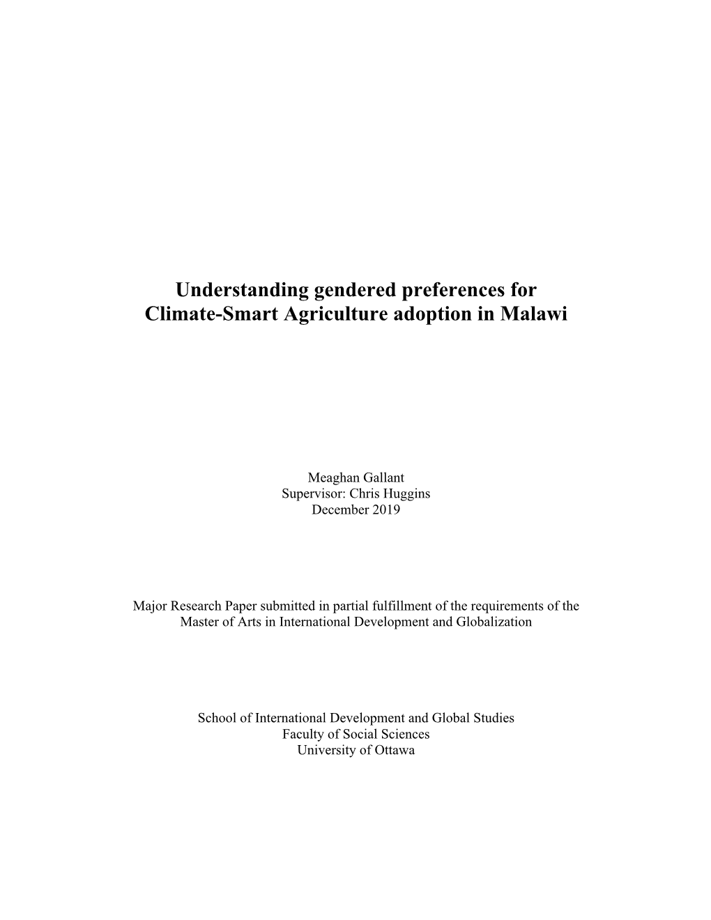 Understanding Gendered Preferences for Climate-Smart Agriculture Adoption in Malawi