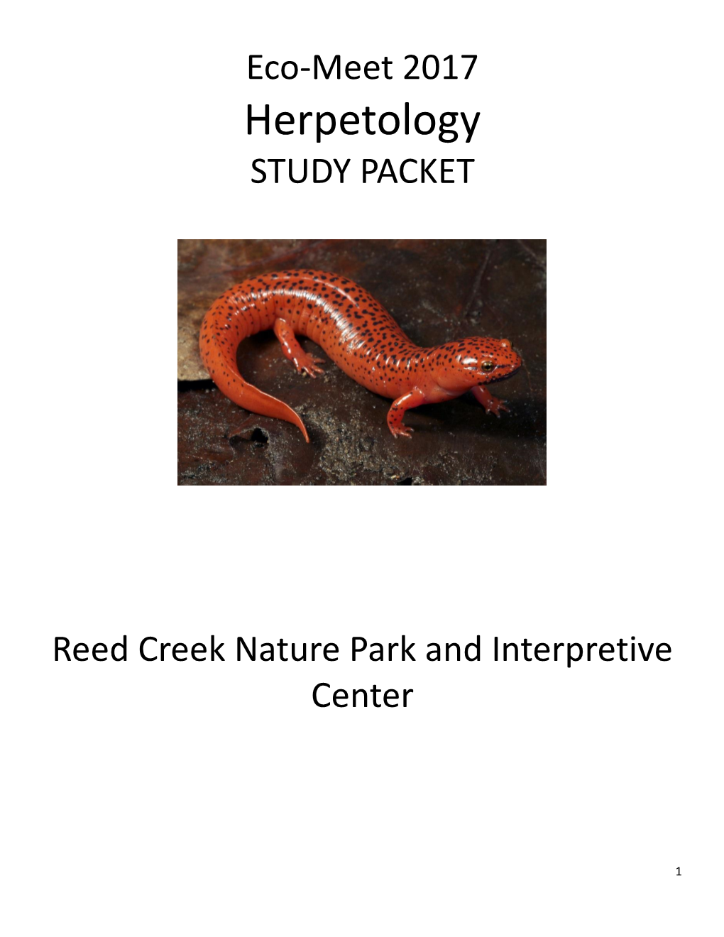 Herpetology STUDY PACKET