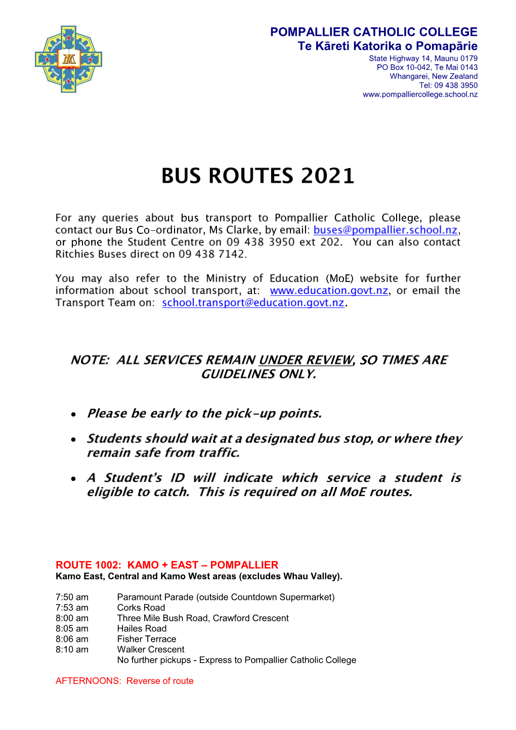 2021 Bus Routes