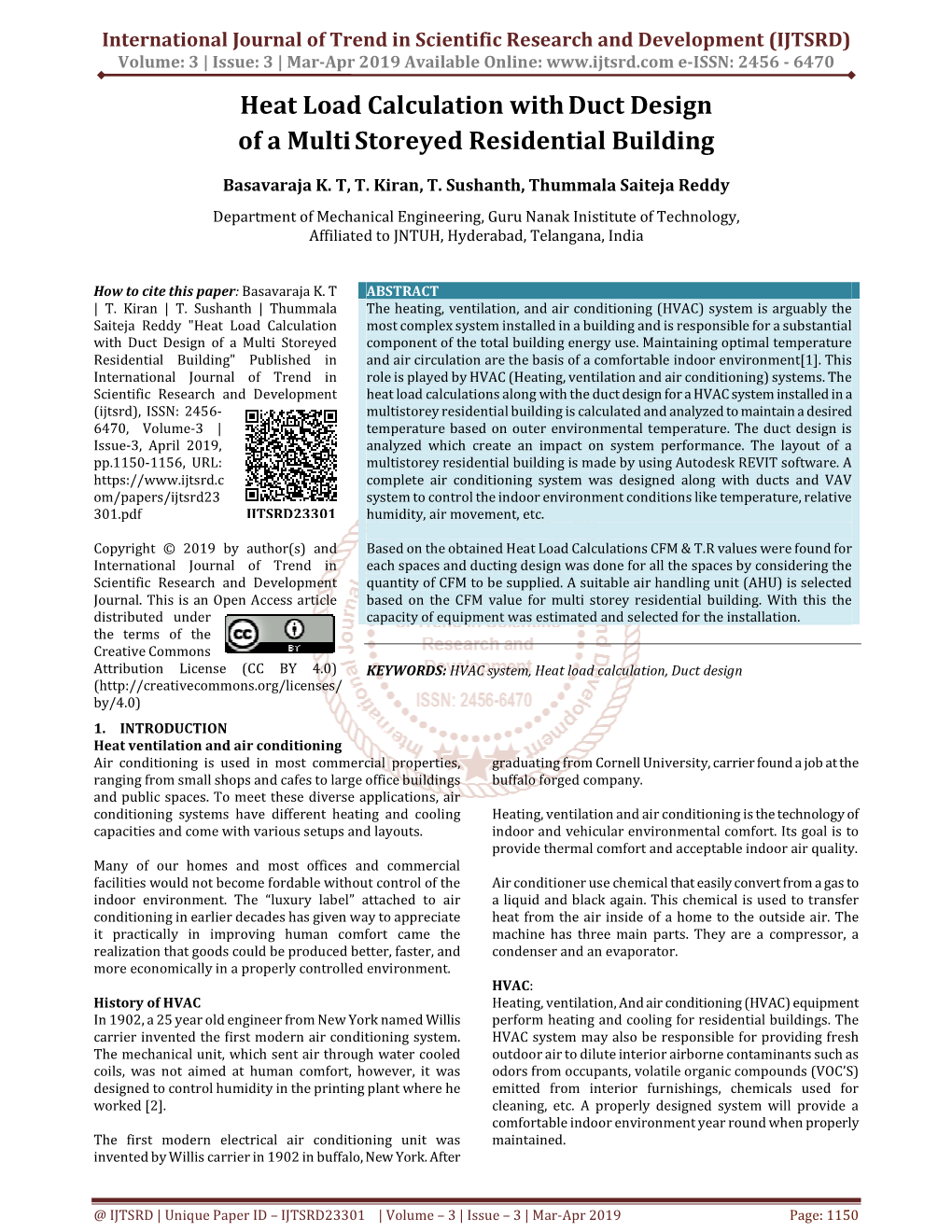 248 Heat Load Calculation with Duct Design of a Multi-Storeyed