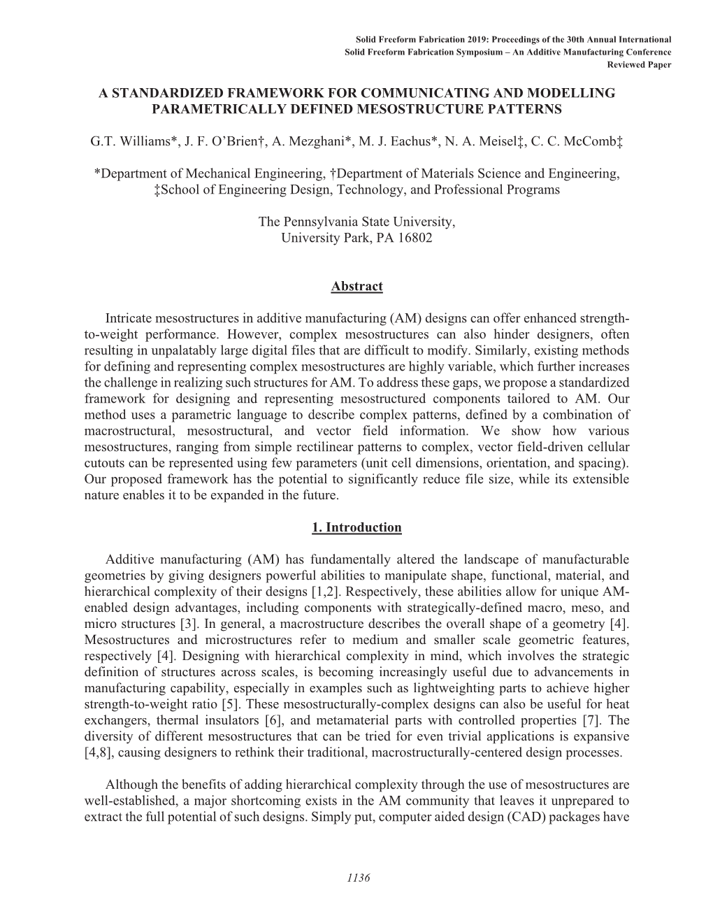 A Standardized Framework for Communicating and Modelling Parametrically Defined Mesostructure Patterns