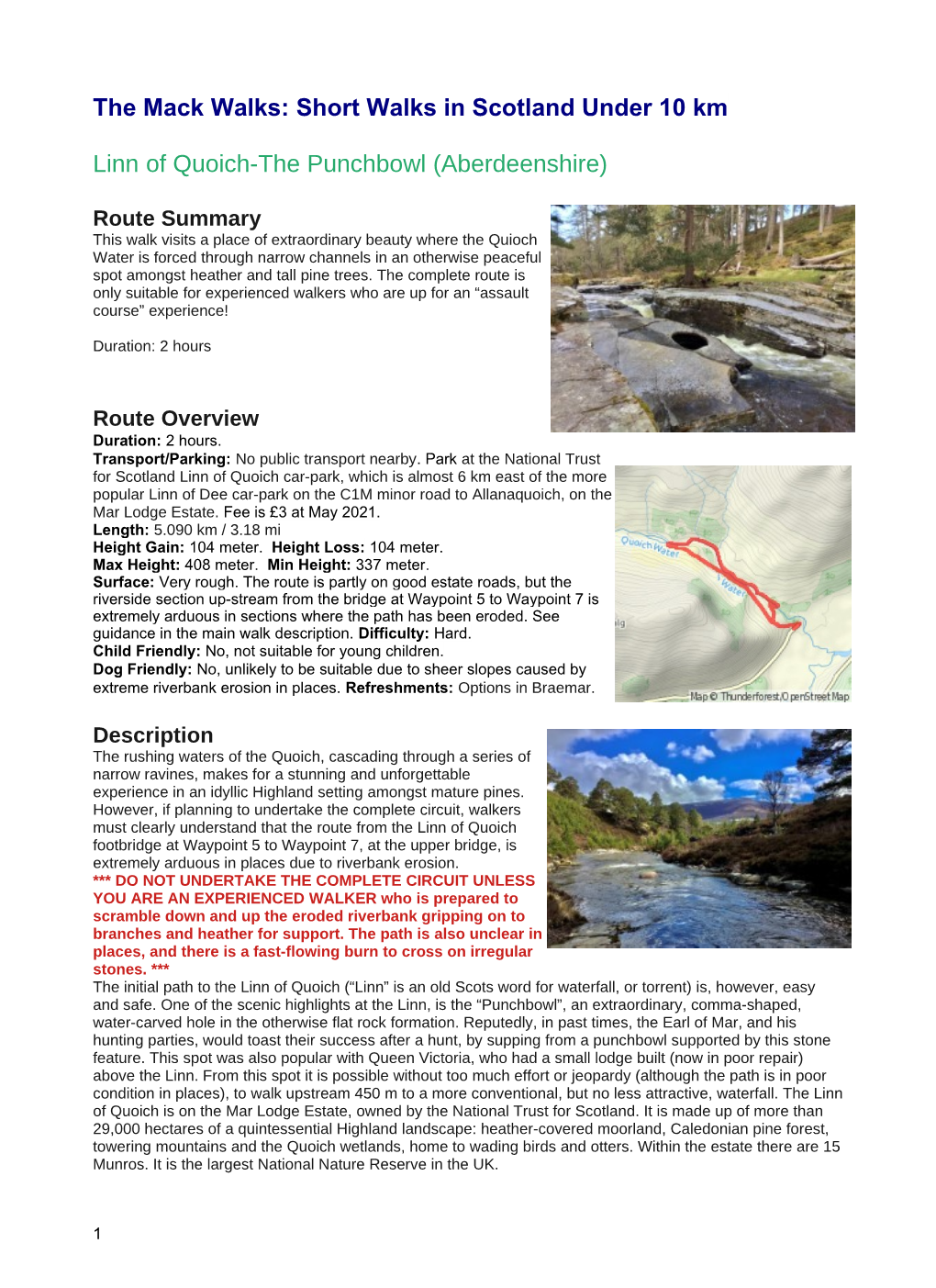 The Mack Walks: Short Walks in Scotland Under 10 Km Linn of Quoich-The Punchbowl (Aberdeenshire)