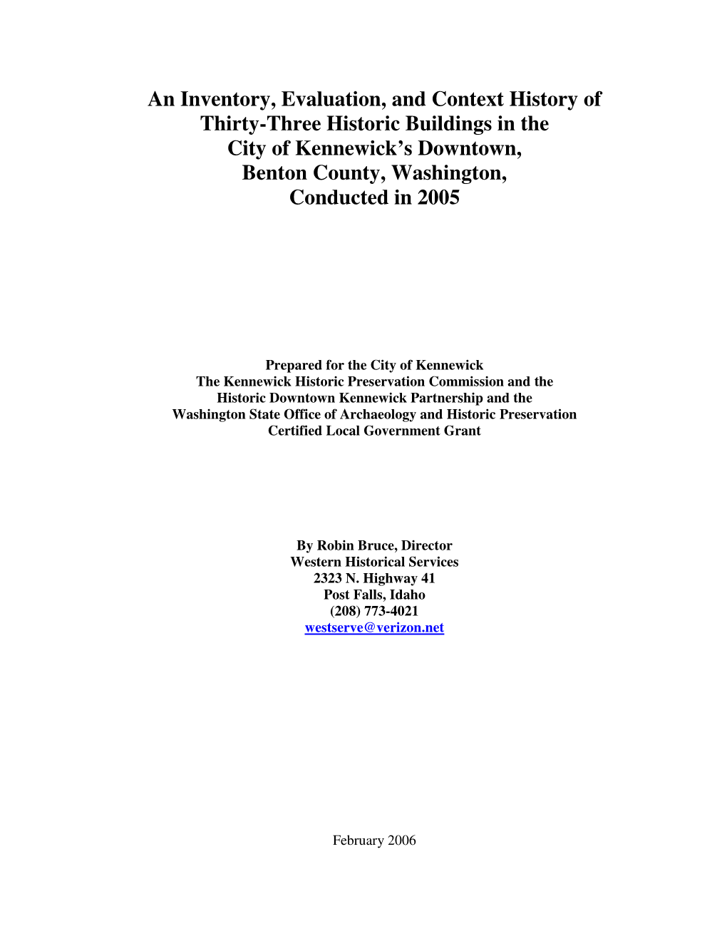 Inventory, Evaluation Context History of Historic Buildings