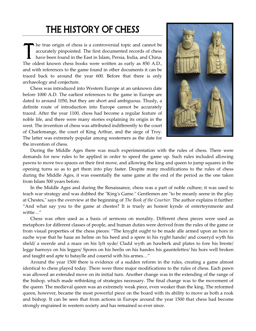 The History of Chess (Pdf)