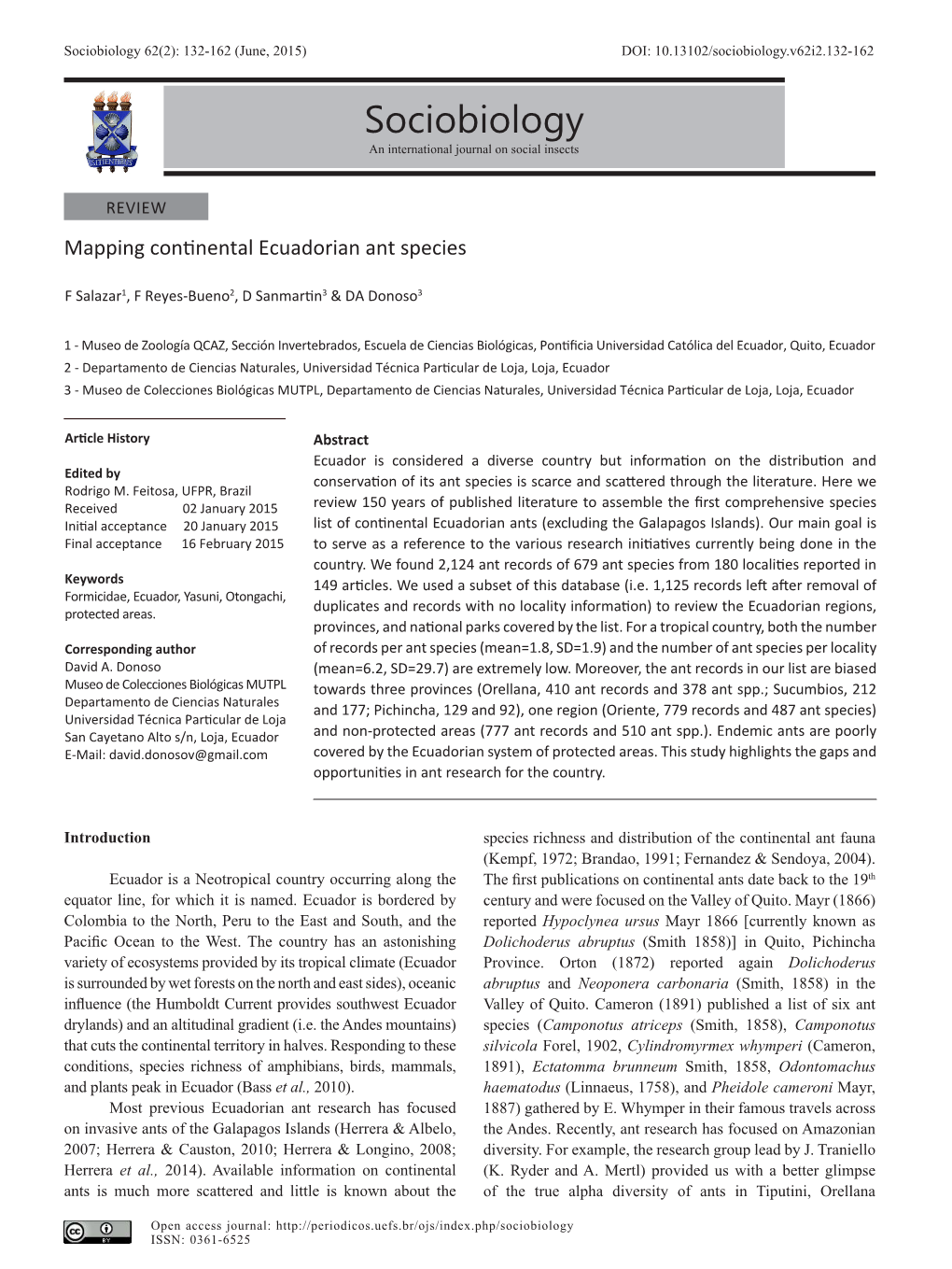 Sociobiology 62(2): 132-162 (June, 2015) DOI: 10.13102/Sociobiology.V62i2.132-162