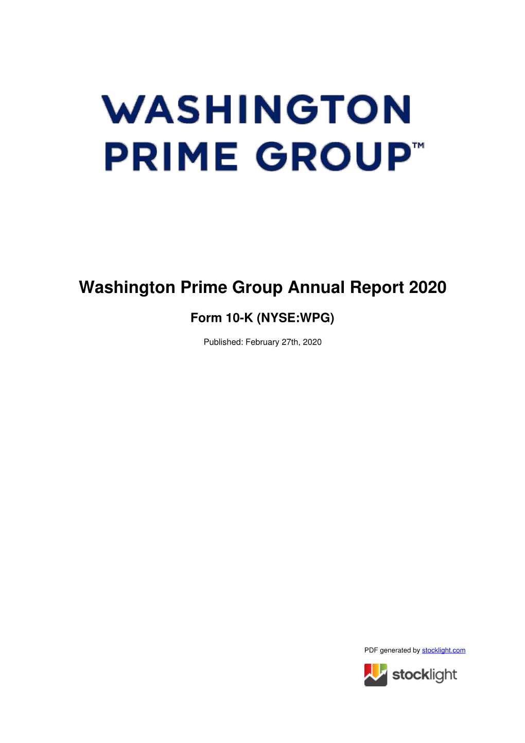Washington Prime Group Annual Report 2020