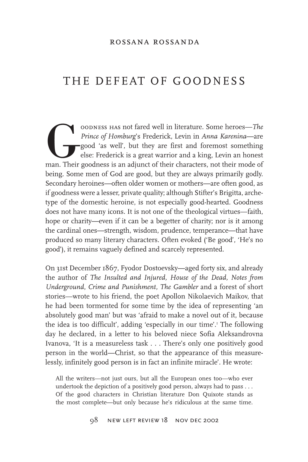 The Defeat of Goodness