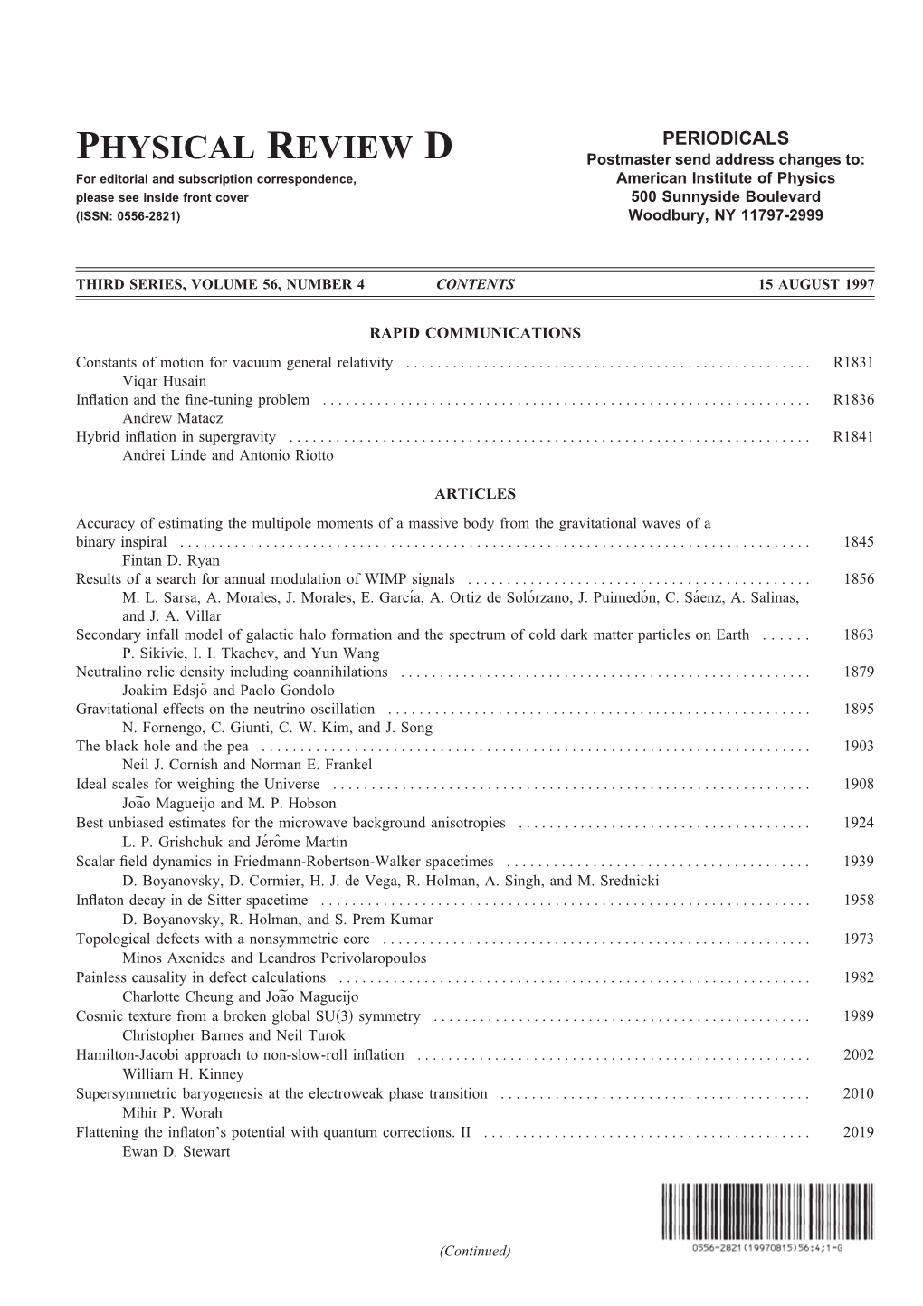 Table of Contents (Print)