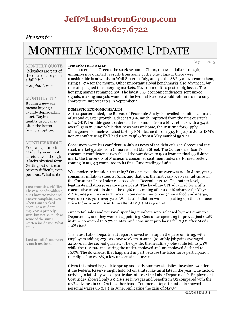 Weekly Economic Update