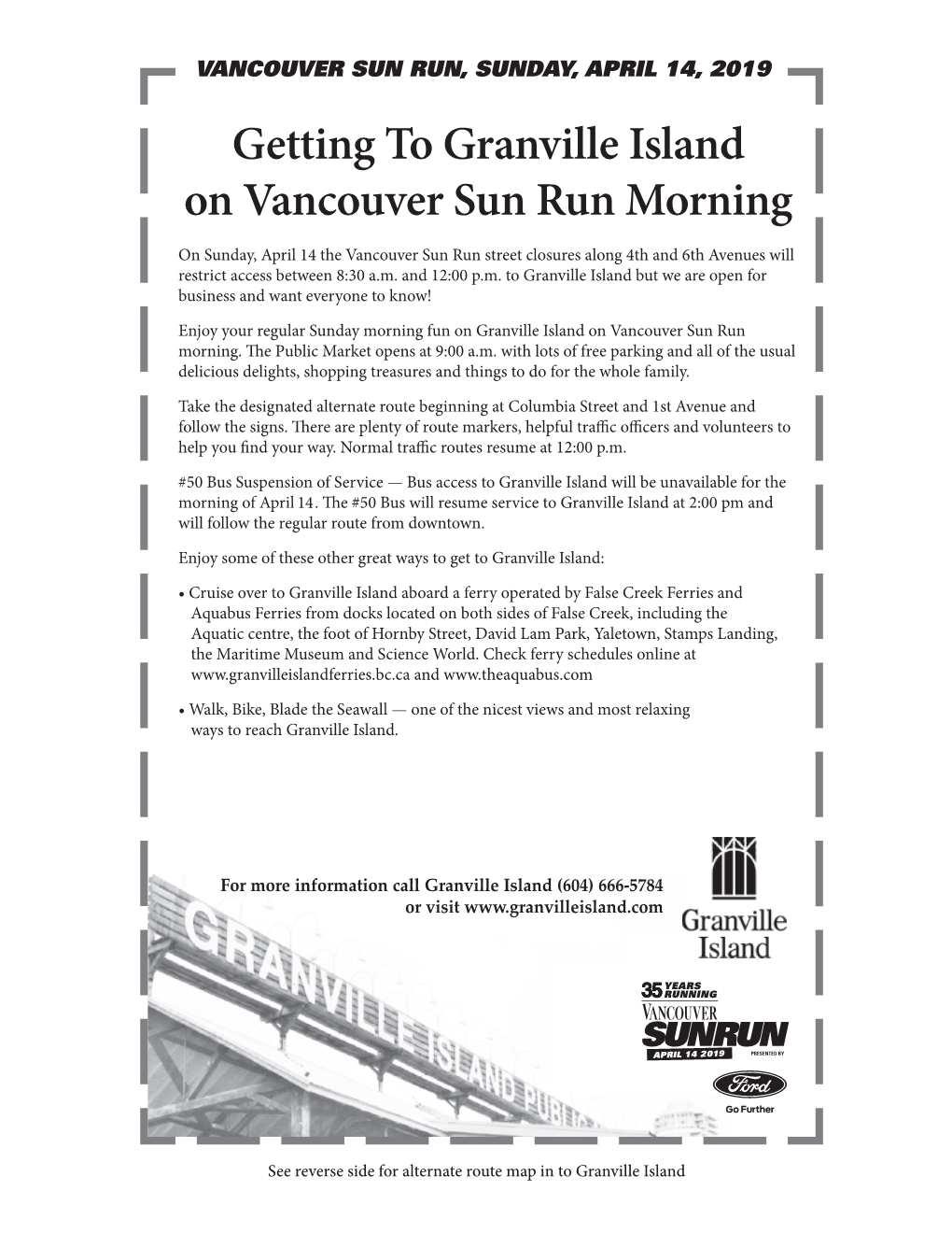 Getting to Granville Island on Sun Run Morning