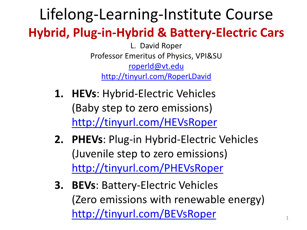 Hybrid Vehicles (Hevs)