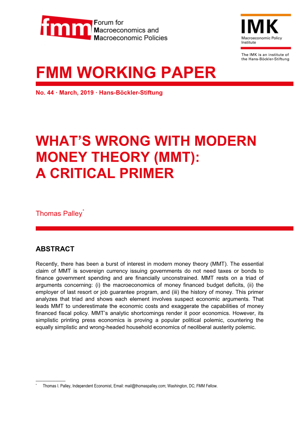 What's Wrong with Modern Money Theory