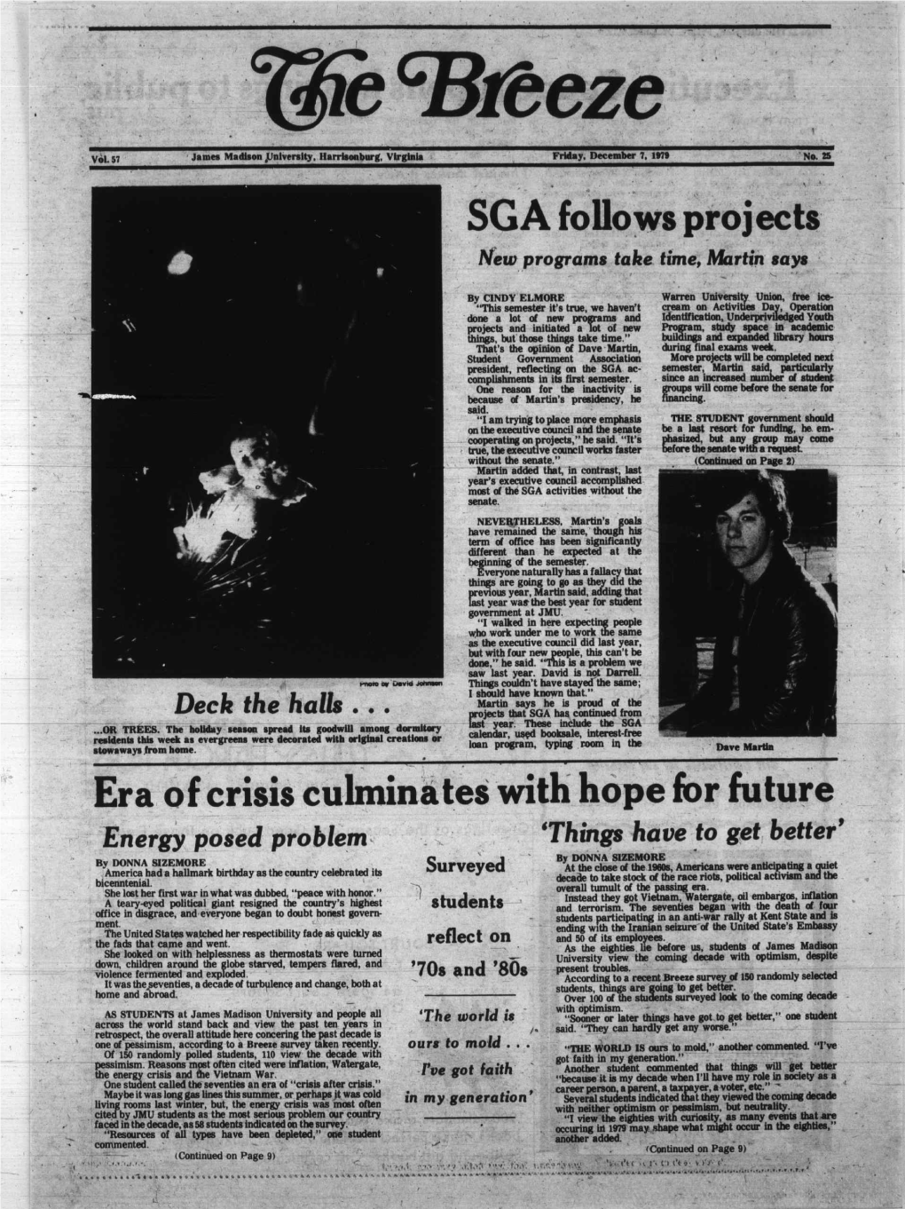 December 7, 1979 SGA Implements 26 Resolutions Publication of Direc- Meetings