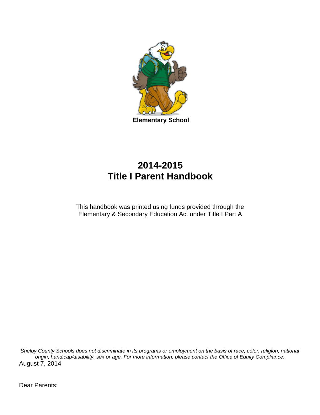 This Handbook Was Printed Using Funds Provided Through The