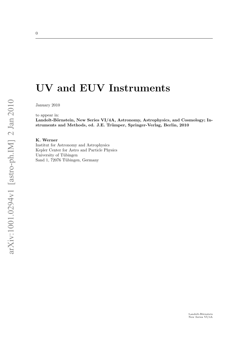 UV and EUV Instruments