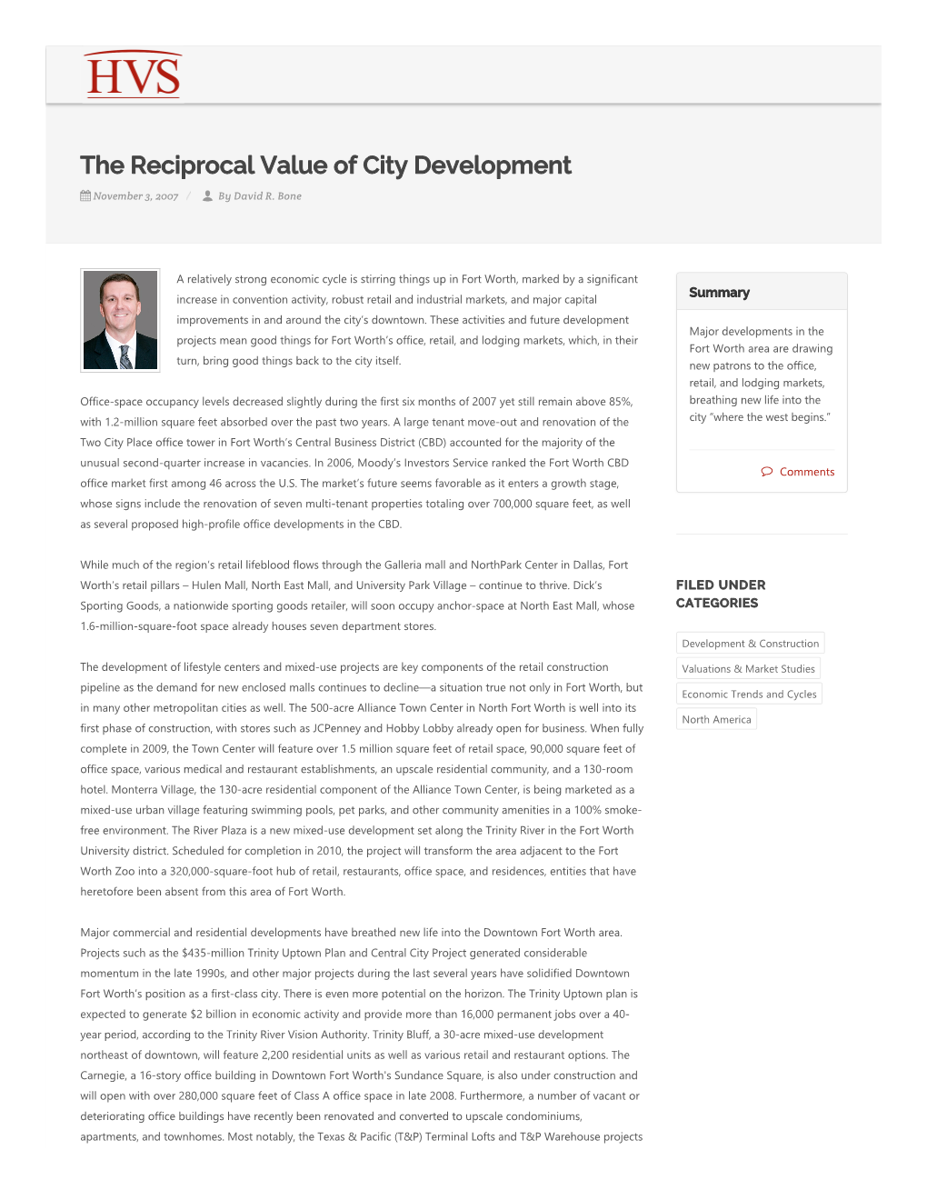 The Reciprocal Value of City Development