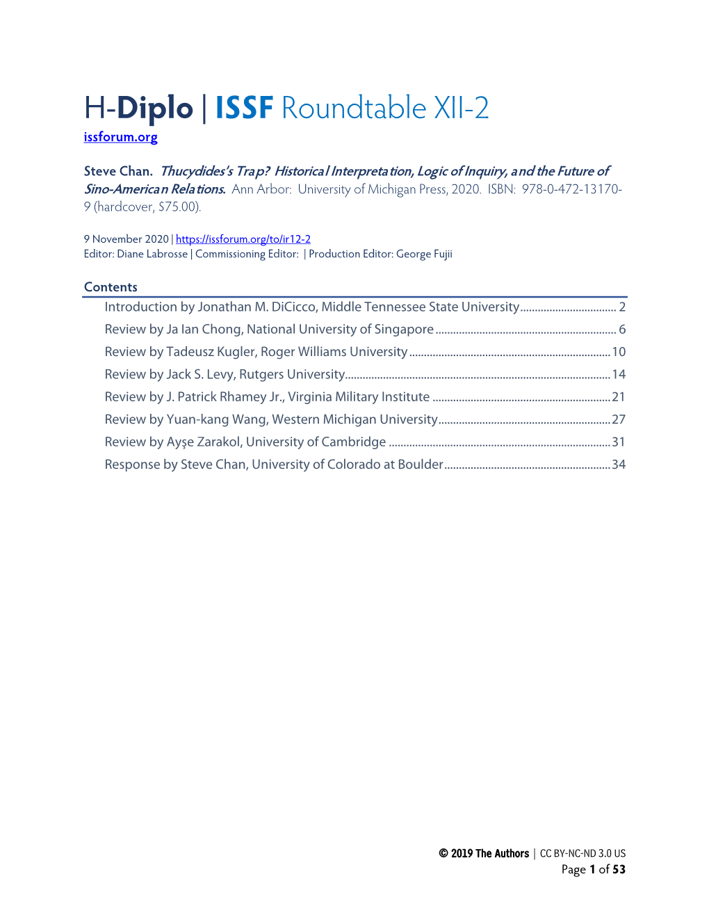 H-Diplo/ISSF Roundtable XI-2