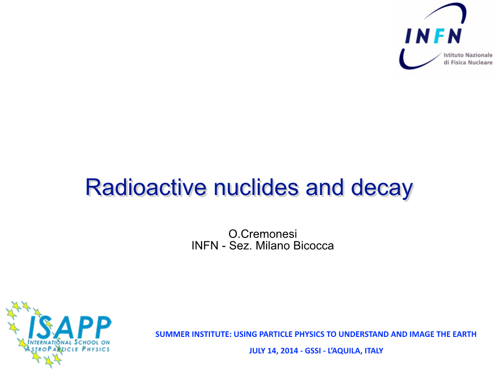 Radioactive Nuclides and Decay