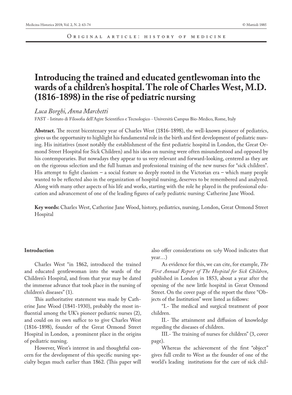 (1816-1898) in the Rise of Pediatric Nursing